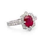 18ct White Gold Natural Ruby & Diamond Dress Ring