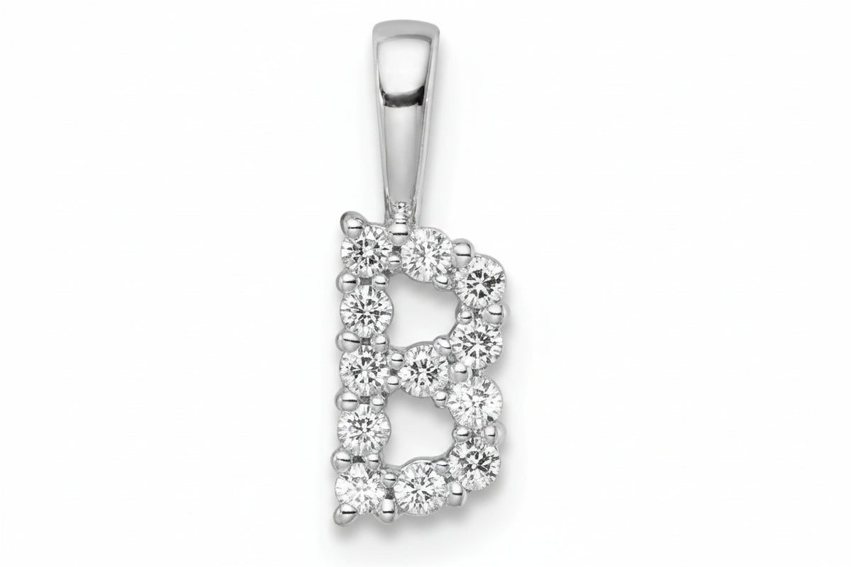 9ct white Gold Initial B Slider