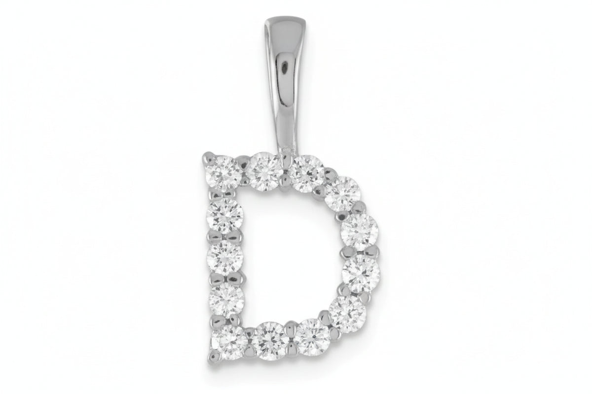 9ct White Gold Initial D Slider