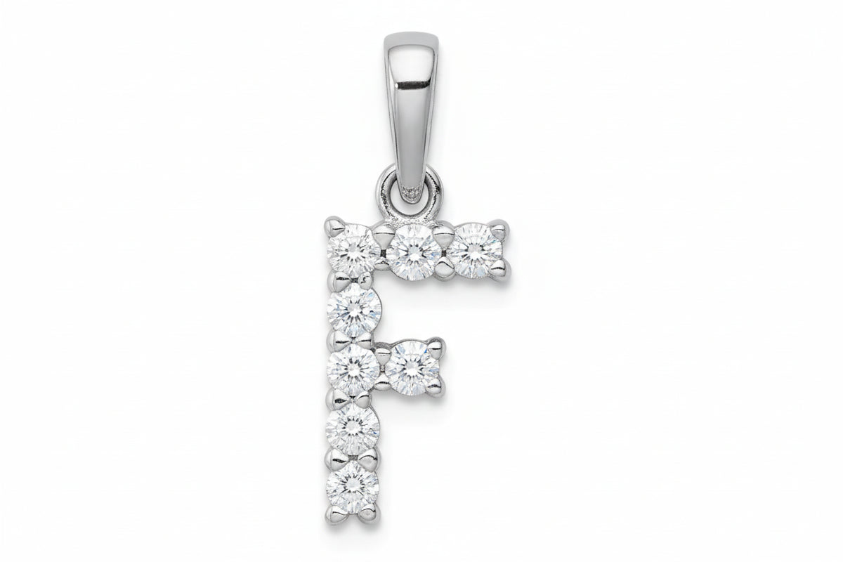 9ct White Gold Initial F Slider