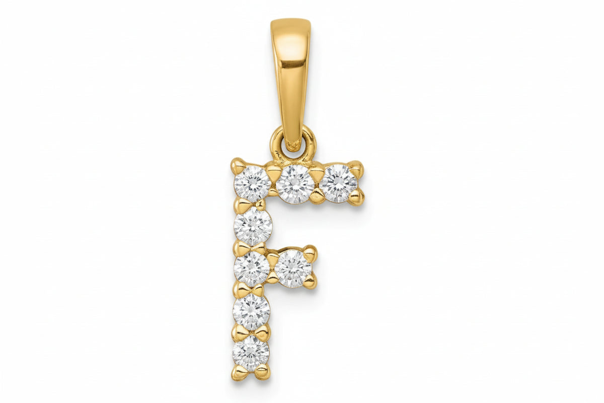 9ct yellow Gold Initial F Slider