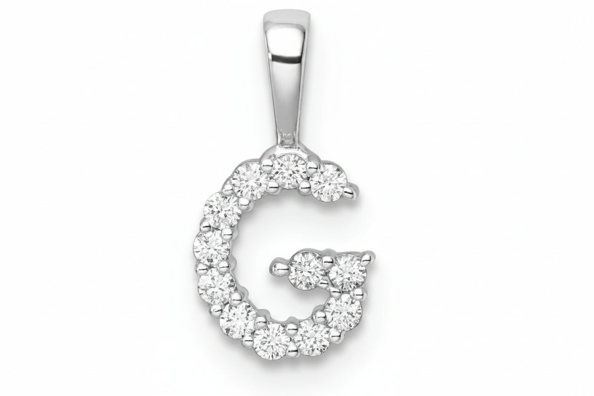 9ct White Gold Initial G Slider