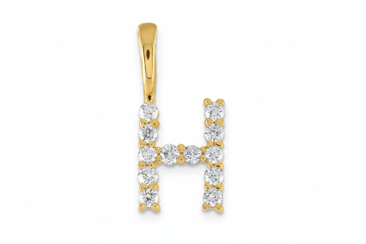 9ct Yellow Gold Initial H Slider