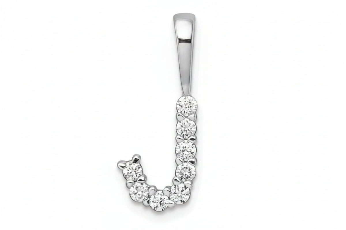 9ct White Gold Initial J Slider