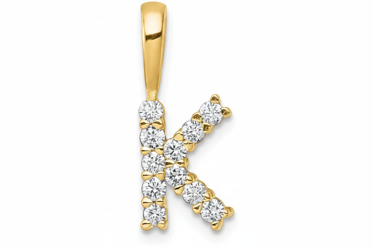 9ct Yellow Gold Initial K Slider