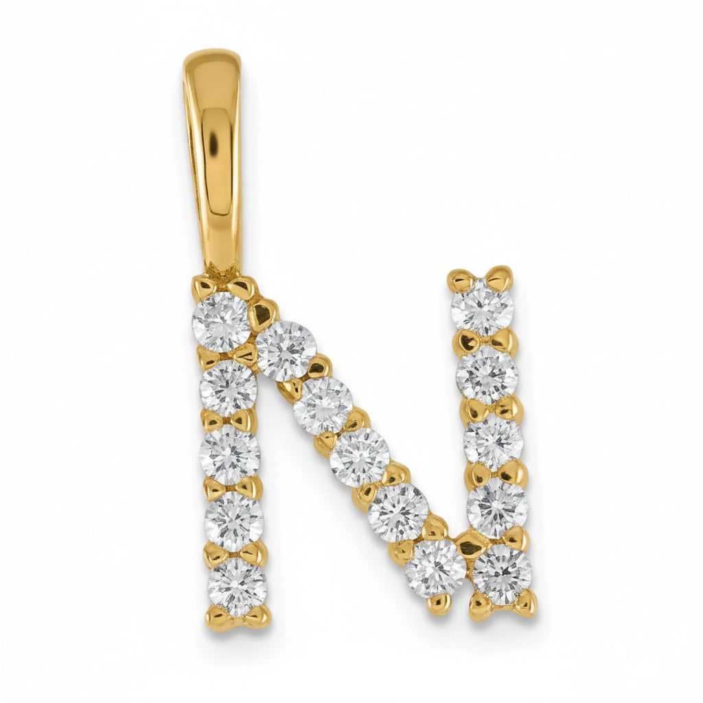 9ct Yellow Gold Initial N Slider