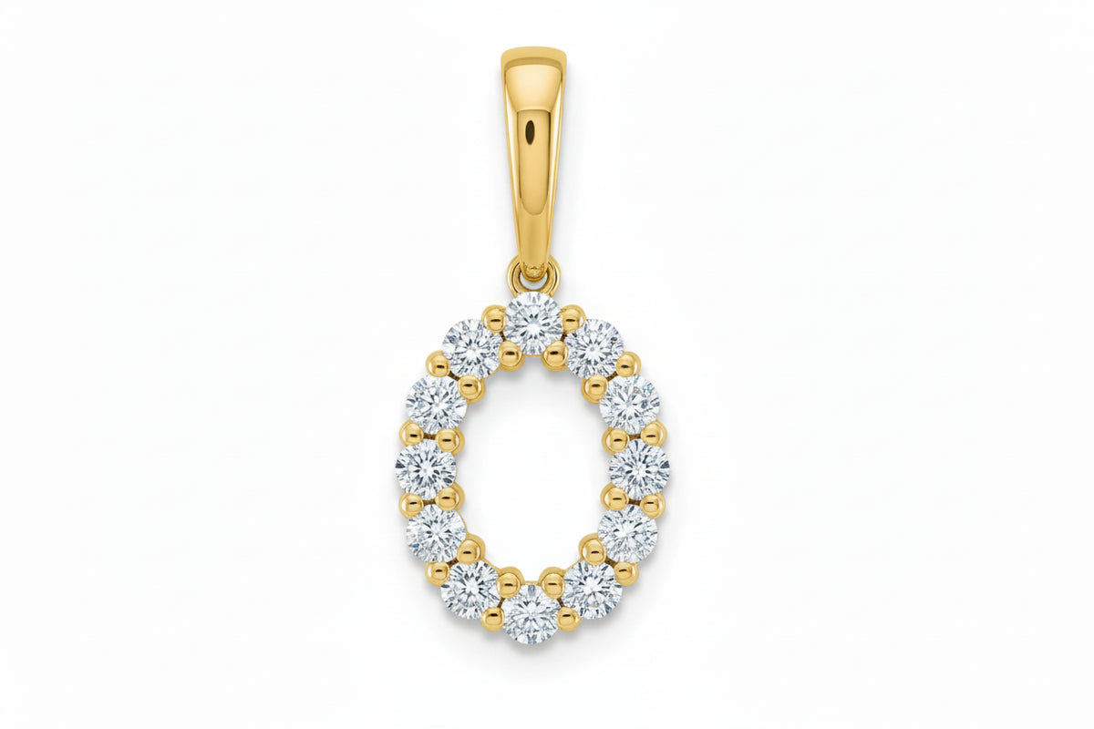 9ct Yellow Gold Initial O Slider