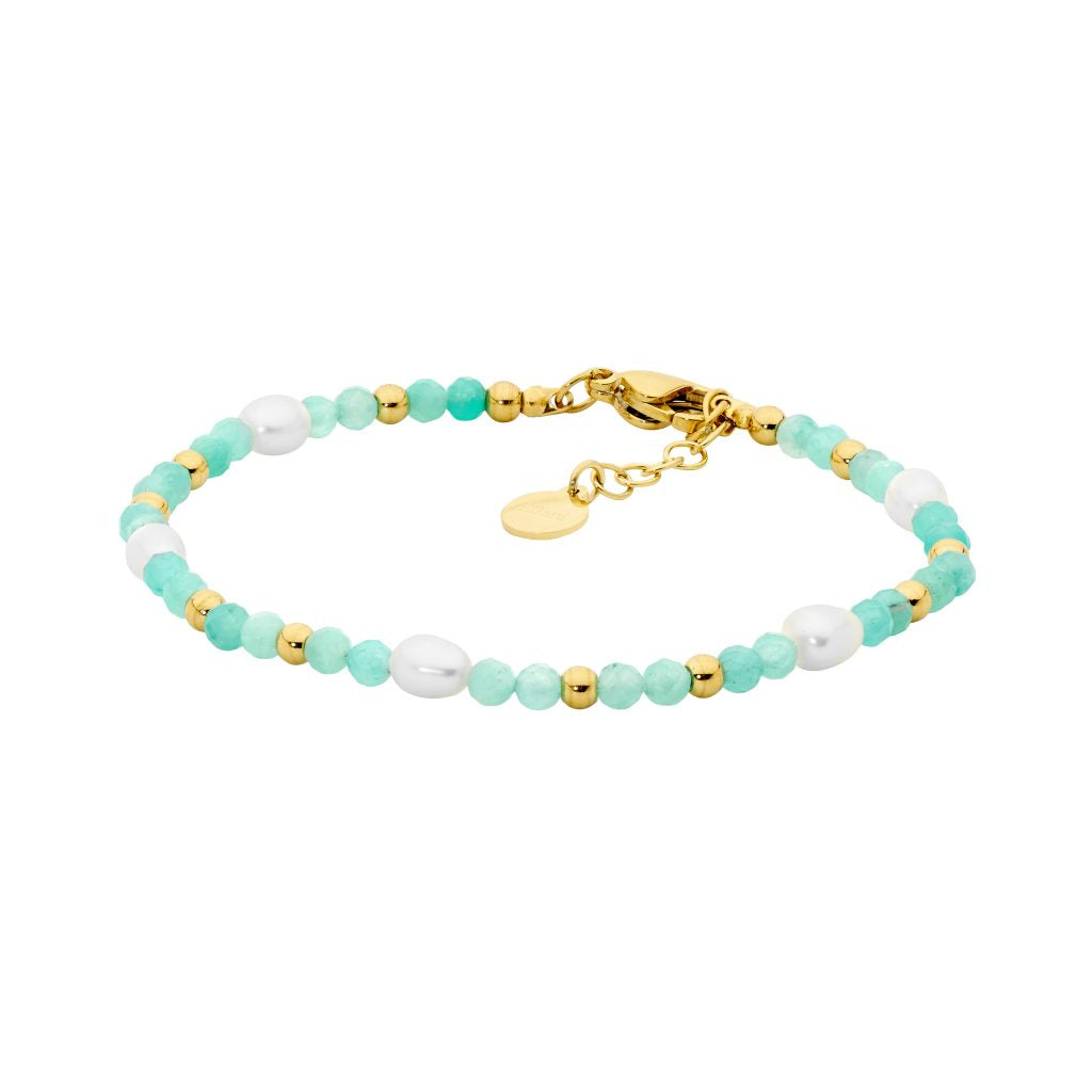 Amazonite and Freshwater Pearl Bracelet- SB209
