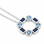 White Gold Aquamarine & Sapphire Pendant