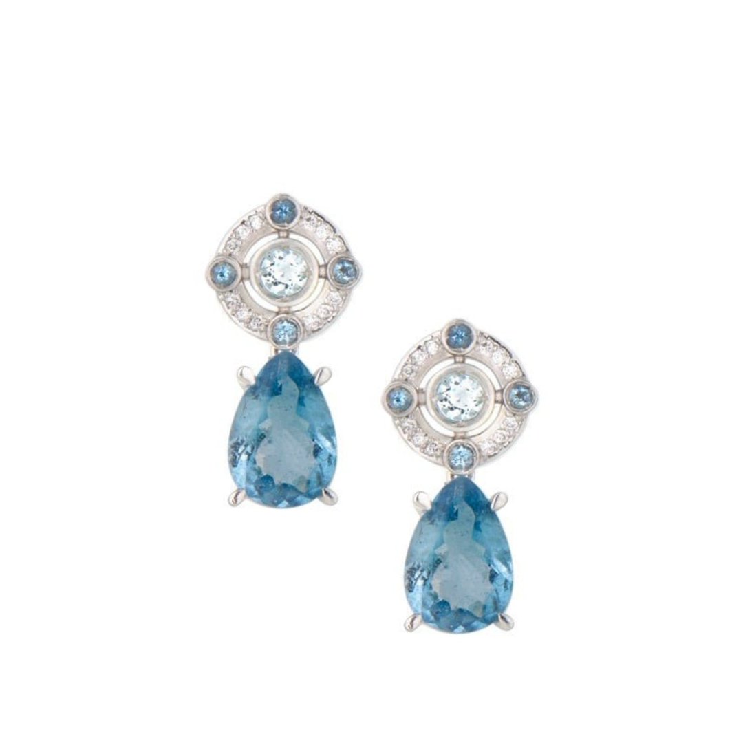Aquamarine & Diamond Earrings - Markbridge Jewellers