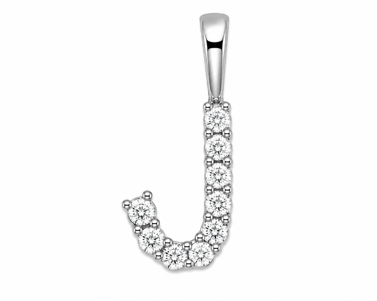 9ct White Gold 0.13ct Initial Diamond Pendants