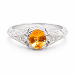 9ct White Gold Spessartite Garnet & Diamond 'Art Deco' Ring