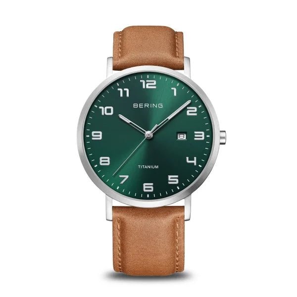 Bering Titanium Brushed Silver & Green Men's Watch - Markbridge Jewellers