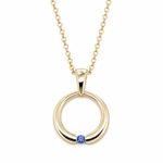 9ct Yellow Gold Sapphire Open Circle Pendant