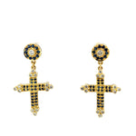 Blue Sapphire& Diamond Cross Earrings - Markbridge Jewellers
