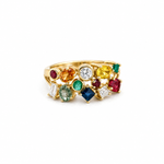 9ct Yellow Gold Multi-Coloured Gemstone & Diamond Dress Ring