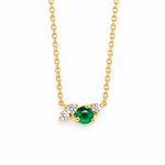 9ct Yellow Gold Emerald 0.06ct Diamond Necklace
