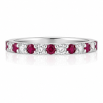 18ct White Gold Ruby & 0.21ct Diamond Eternity Ring
