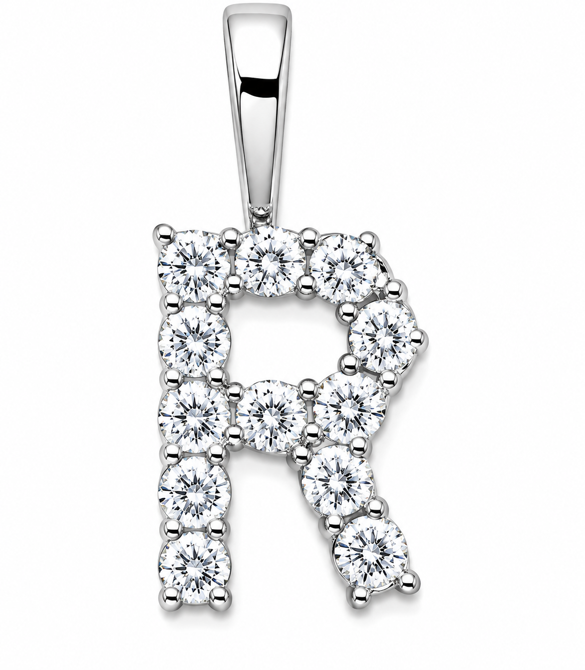 9ct White Gold 0.13ct Initial Diamond Pendants