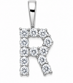 9ct White Gold 0.13ct Initial Diamond Pendants