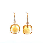 Cushion Cut Citrine & Diamond Earrings - Markbridge Jewellers
