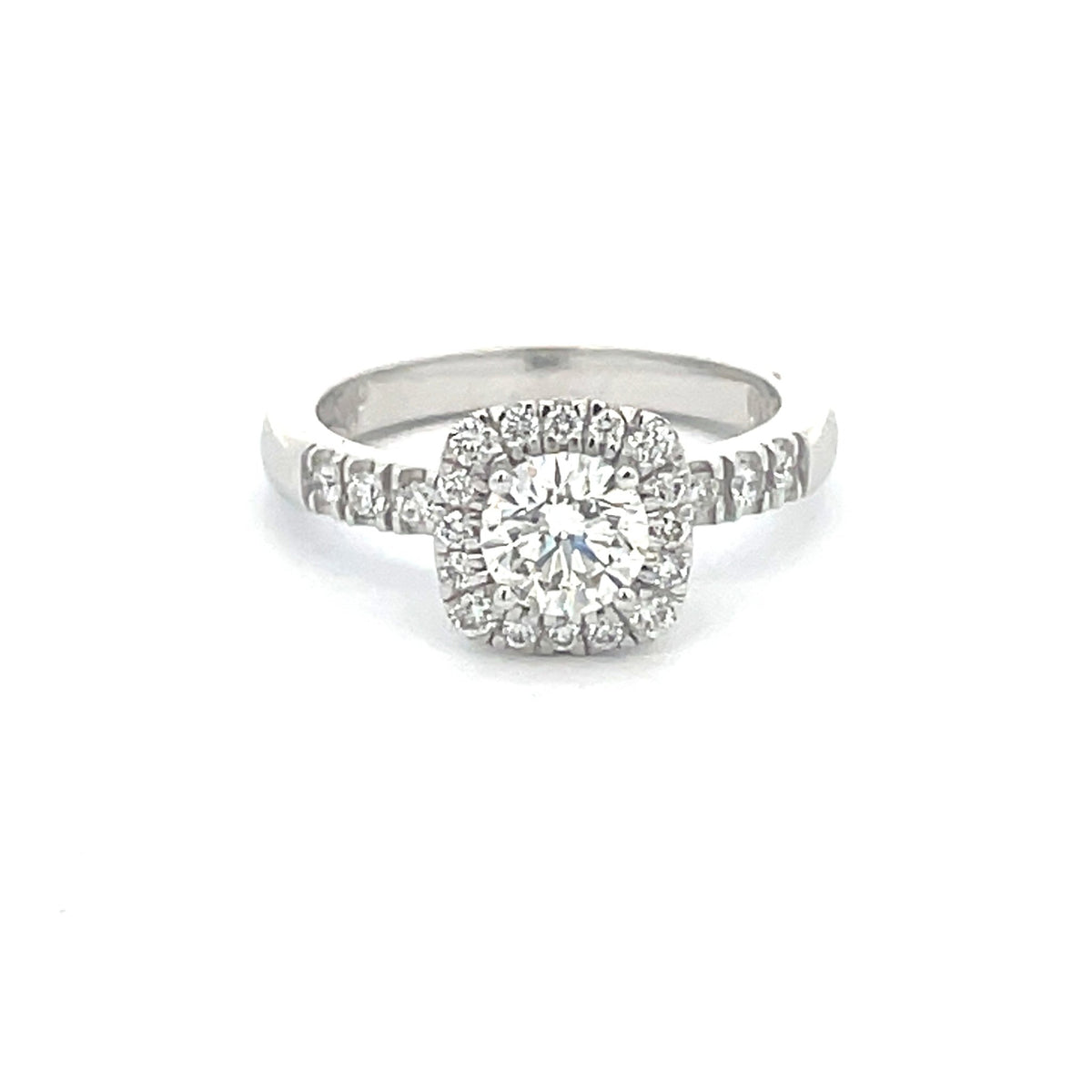 Cushion Cut Diamond Halo Engagement Ring