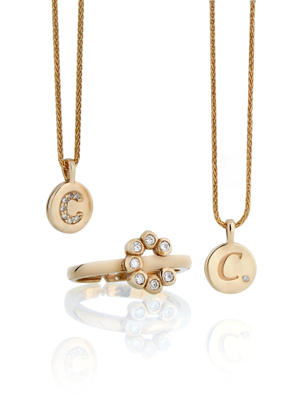 9ct Gold Diamond Cluster Initial Pendant