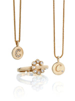 9ct Gold Diamond Cluster Initial Pendant