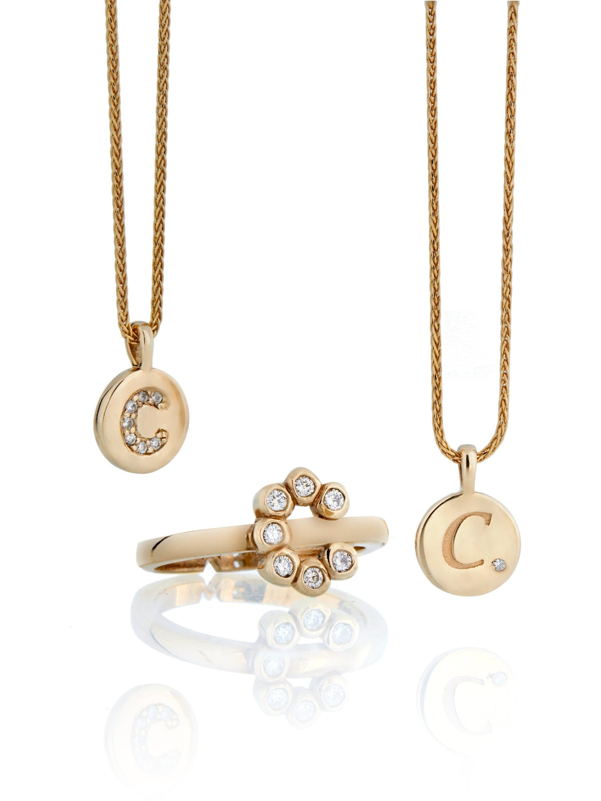 9ct Gold Single Diamond Initial Pendant