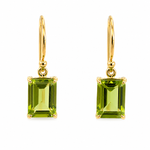 Yellow Gold & Peridot Emerald Cut Earrings