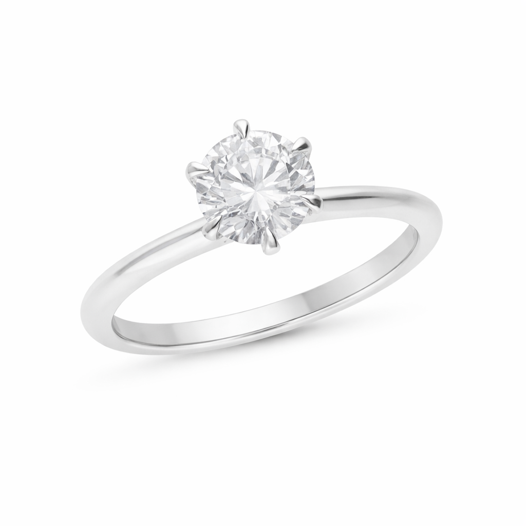 18ct White Gold 1.00ct Round Brilliant Cut Diamond Solitaire Engagement Ring