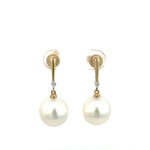 Diamond and Pearl Stud Drop Earrings - Markbridge Jewellers