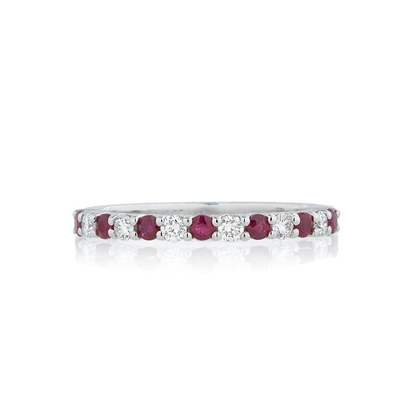 18ct White Gold Ruby & 0.21ct Diamond Eternity Ring