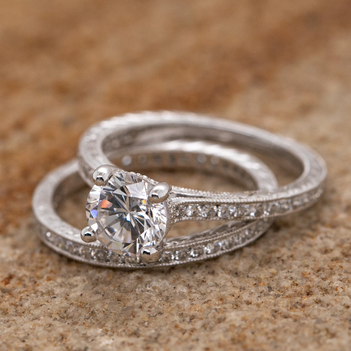 Diamond & Cubic Zirconia Engagement Ring Set - Markbridge Jewellers