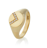 9ct Yellow Gold Diamond Arrow Signet Ring