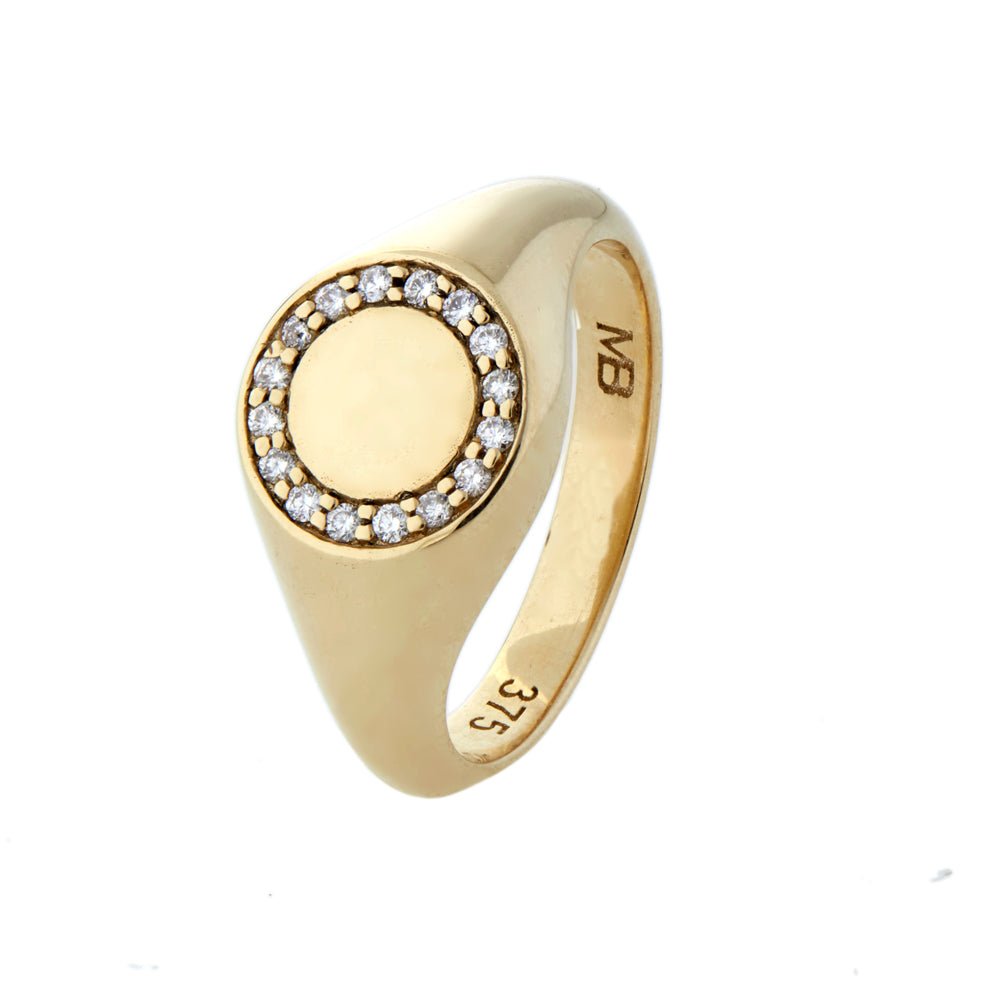 9ct Yellow Gold Diamond Circle Signet Ring
