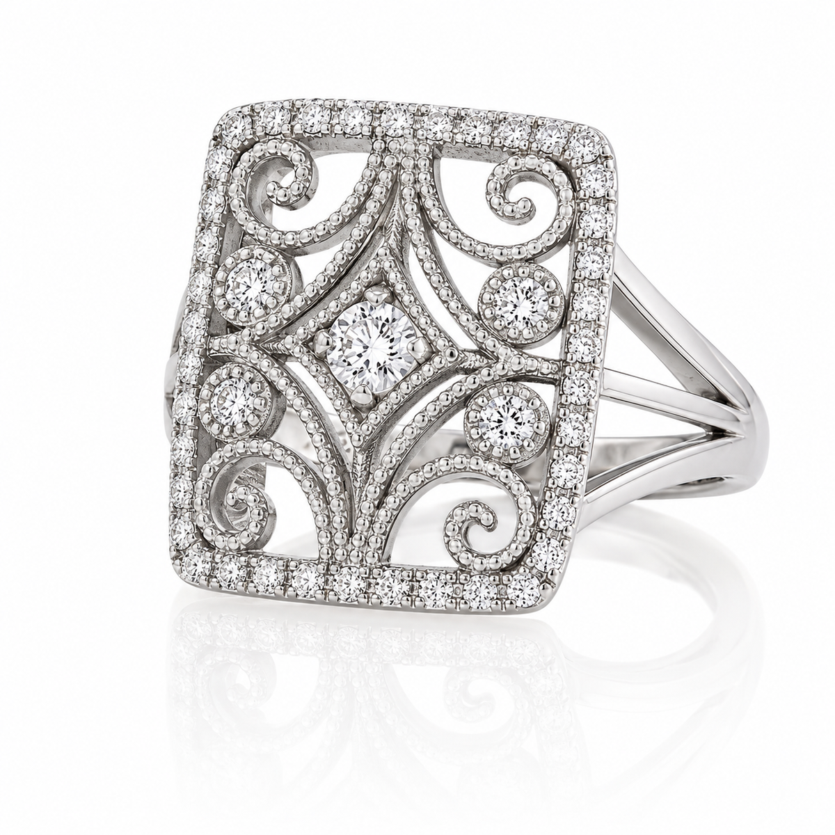 White Gold & Diamond ‘Art Deco’ Dress Ring