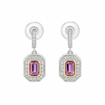 Pink Sapphire & Diamond 'Art Deco' Drop Earrings