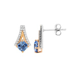 Sterling Silver Gold-Plated Two Tone CZ Drop Earring - E560