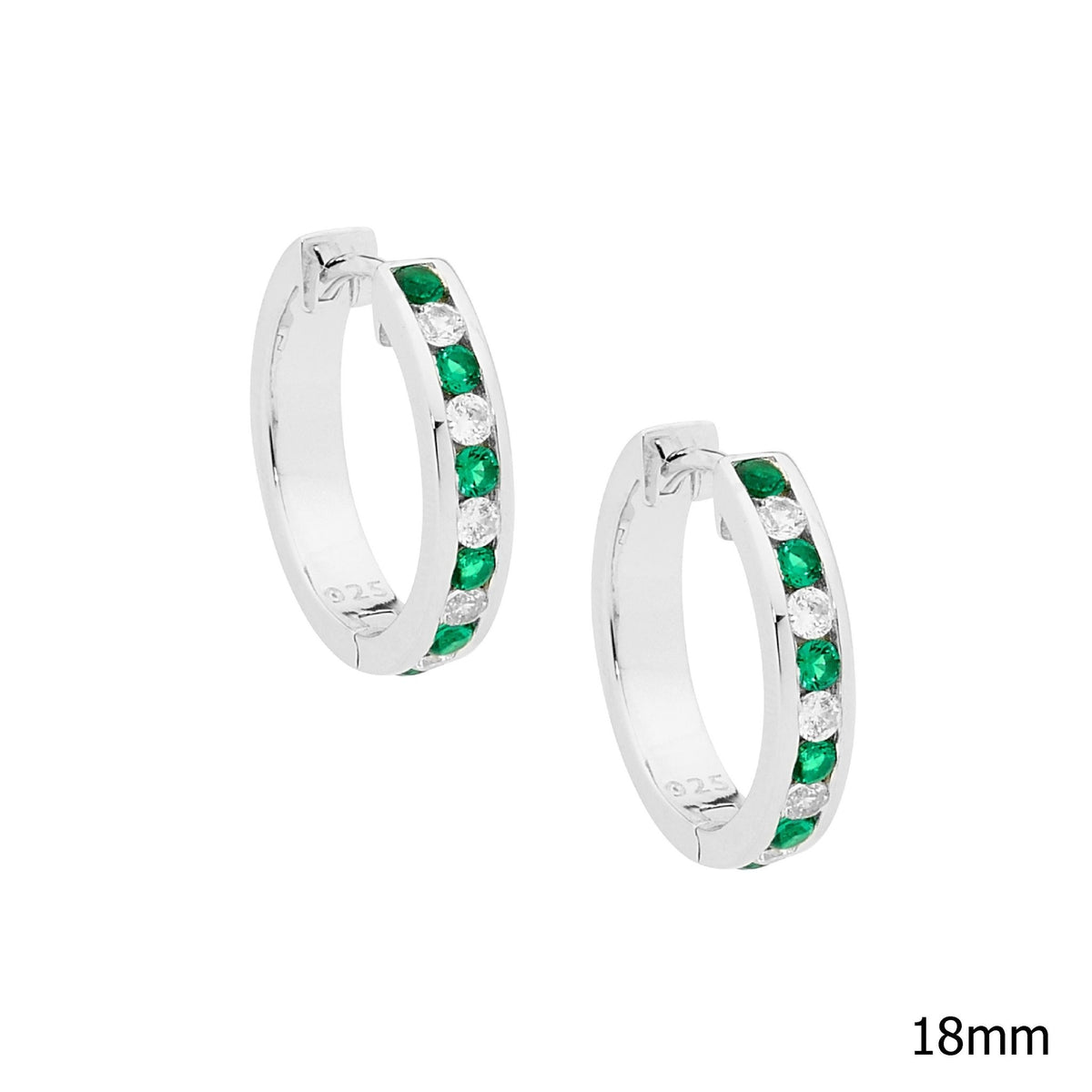 Sterling Silver Channel Set CZ Huggie Earring - E395