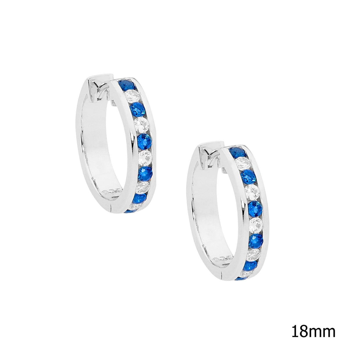 Sterling Silver Channel Set CZ Huggie Earring - E395
