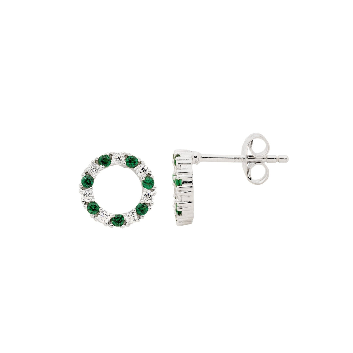 Sterling Silver CZ & Coloured Stone Earring - E565
