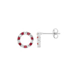 Sterling Silver CZ & Coloured Stone Earring - E565