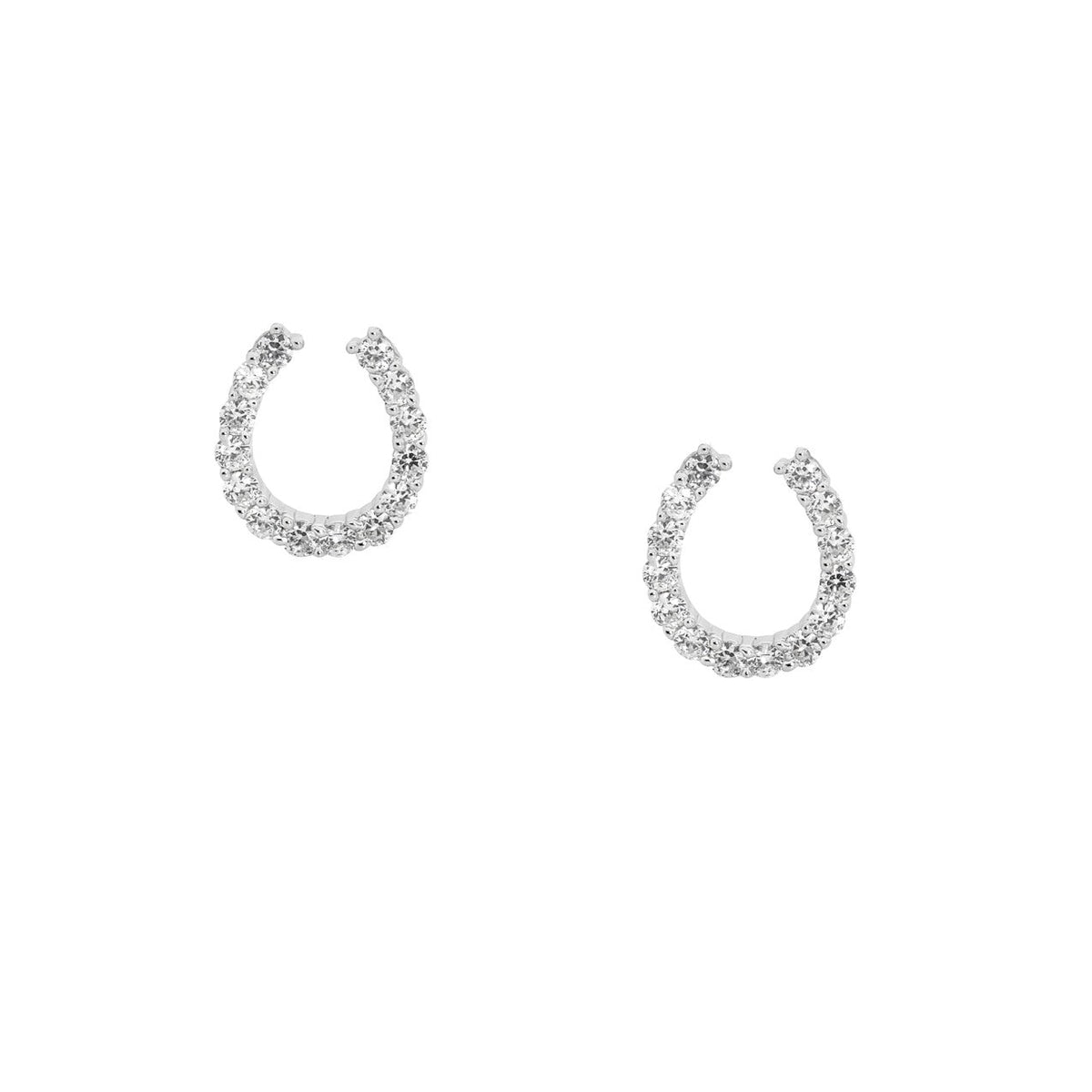 Sterling Silver CZ Horseshoe Earring - E379