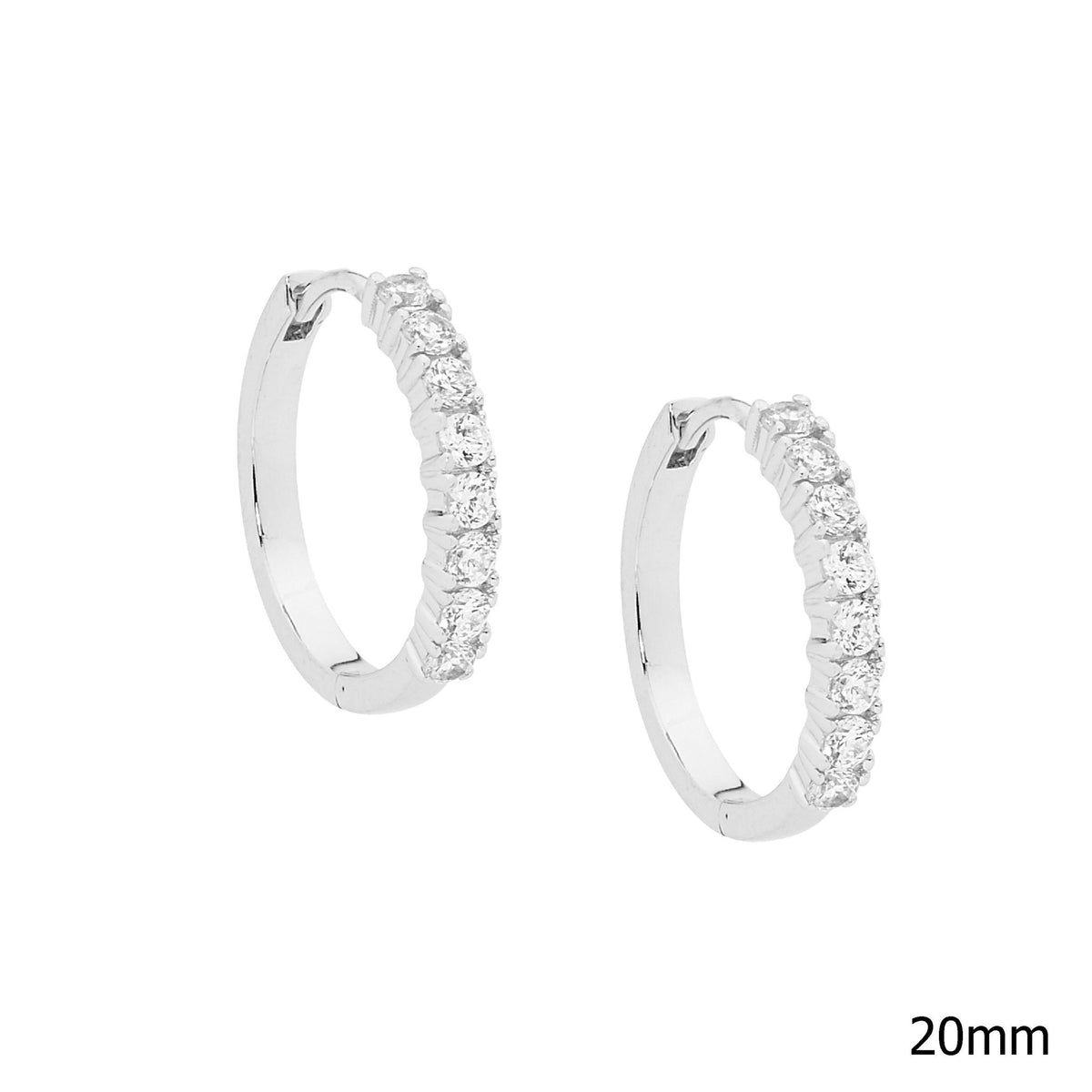 Sterling Silver & CZ Huggie Earring - E392