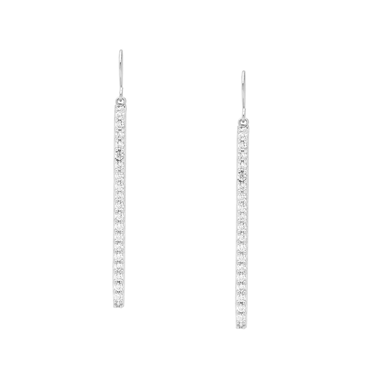 Sterling Silver CZ Elongated Earring - E445