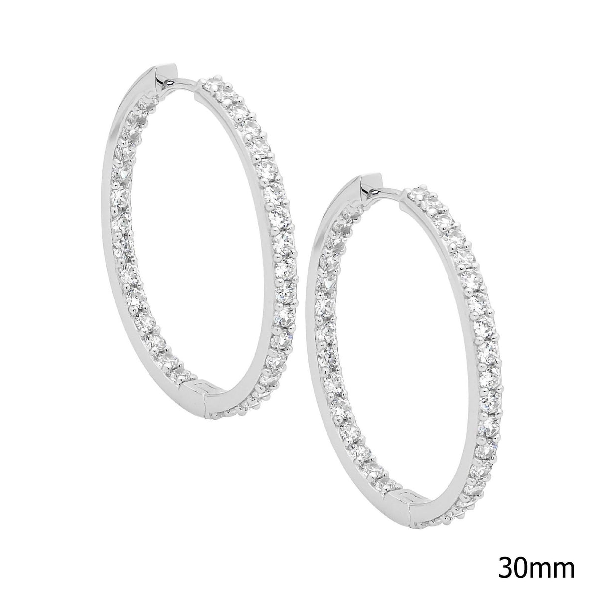 Sterling Silver Gold-Plated CZ Hoop Earring - E183