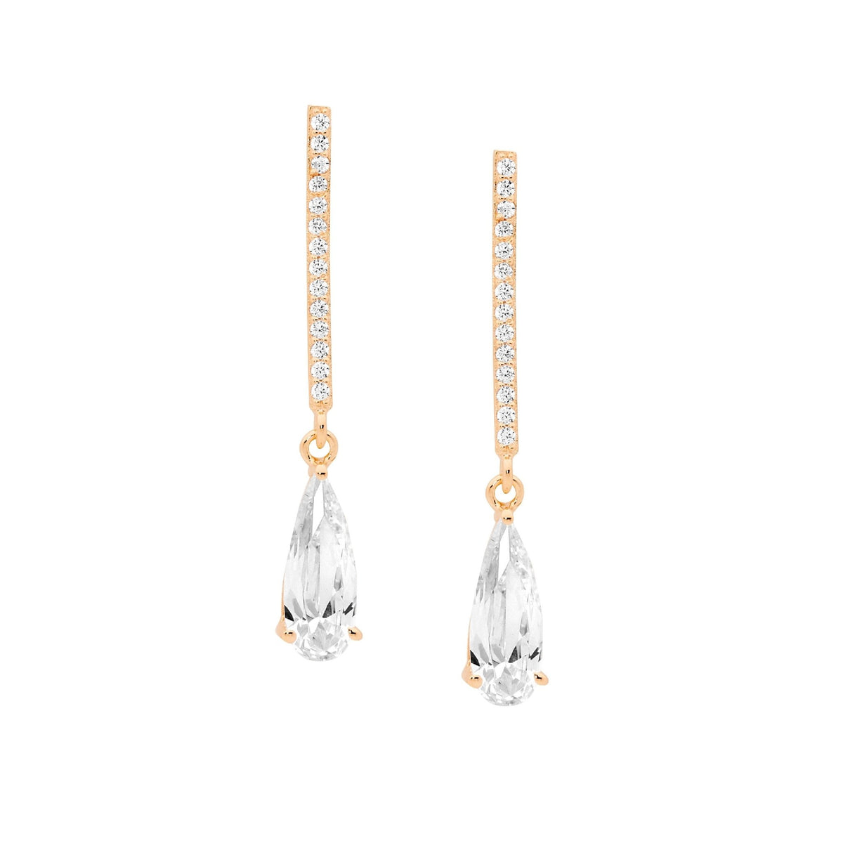 Sterling Silver CZ Elongated Earring - E569