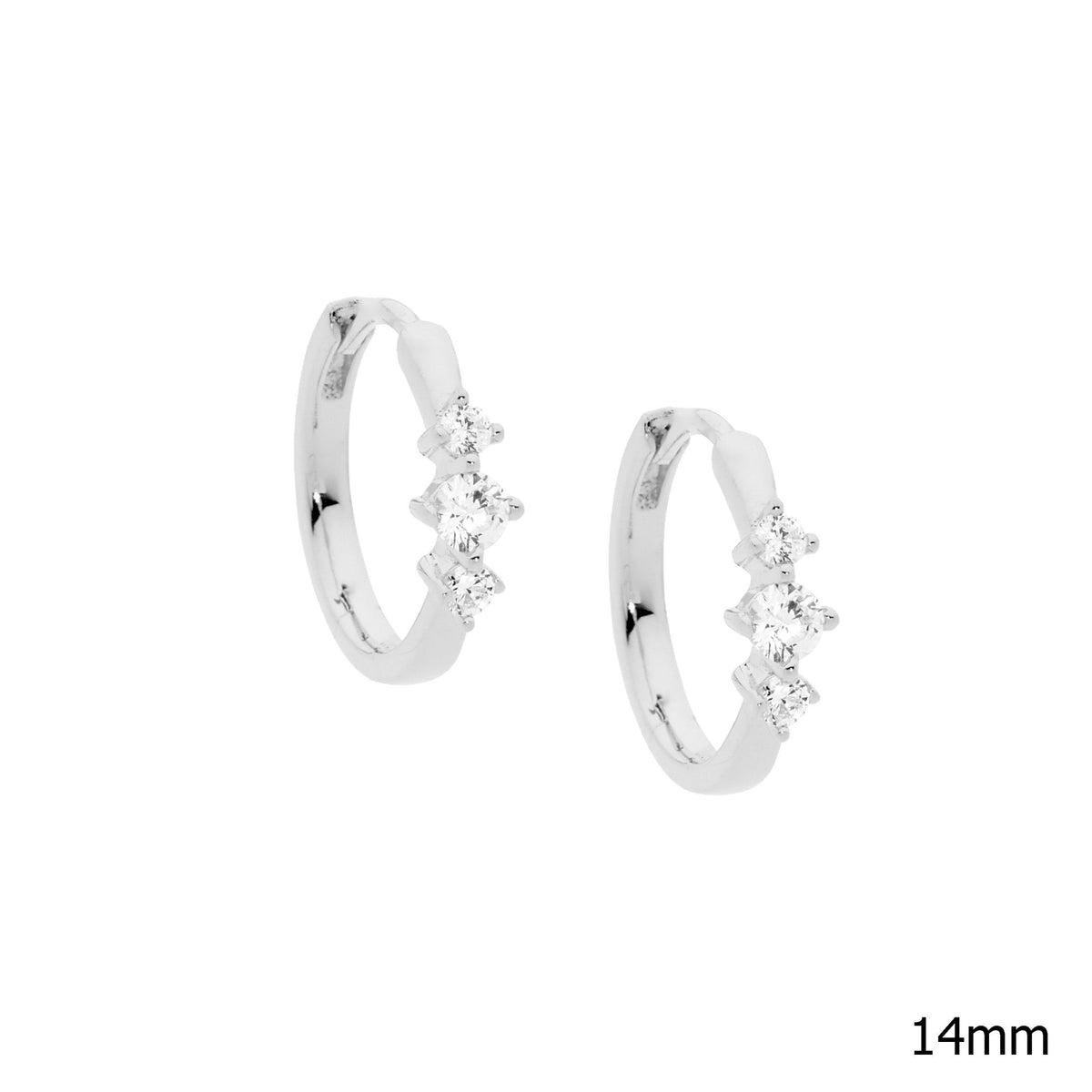 Sterling Silver Gold-Plated Trilogy CZ Earring - E570