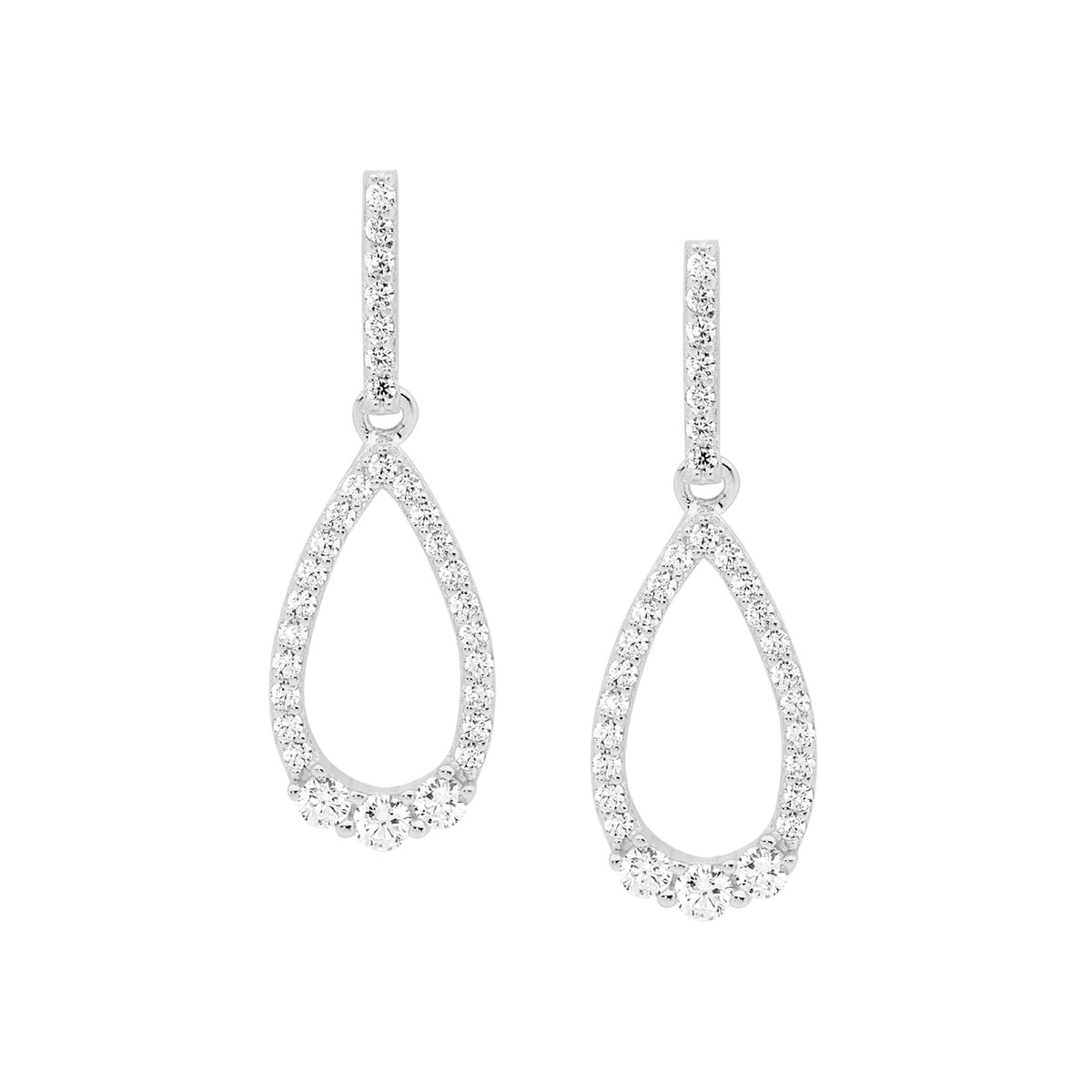 Sterling Silver Gold-Plated CZ Drop Earring - E573